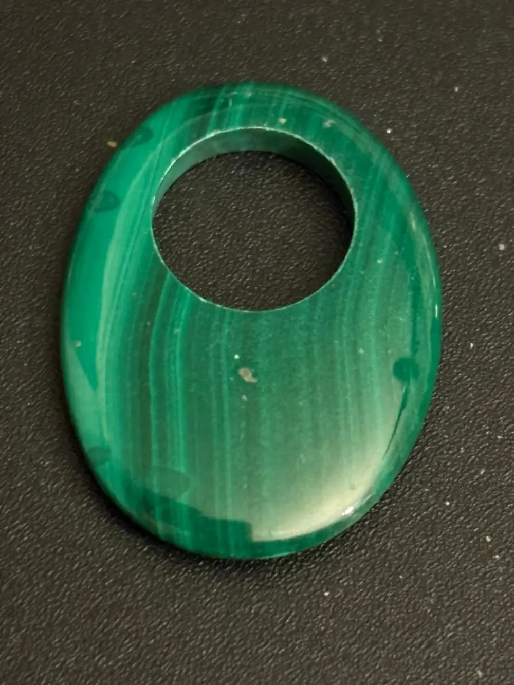 Vintage Genuine Malachite Donut Pendant Green Stone